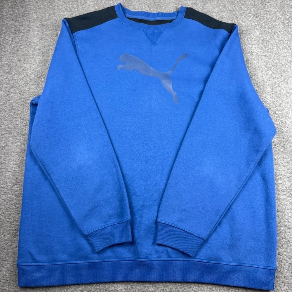 Puma Men's‎ 2XL Modern Sport Crew Sweatshirt Blue Black Logo Pullover